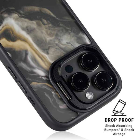 Gold Blush Marble Ink iPhone 16 Pro Kickstand Case